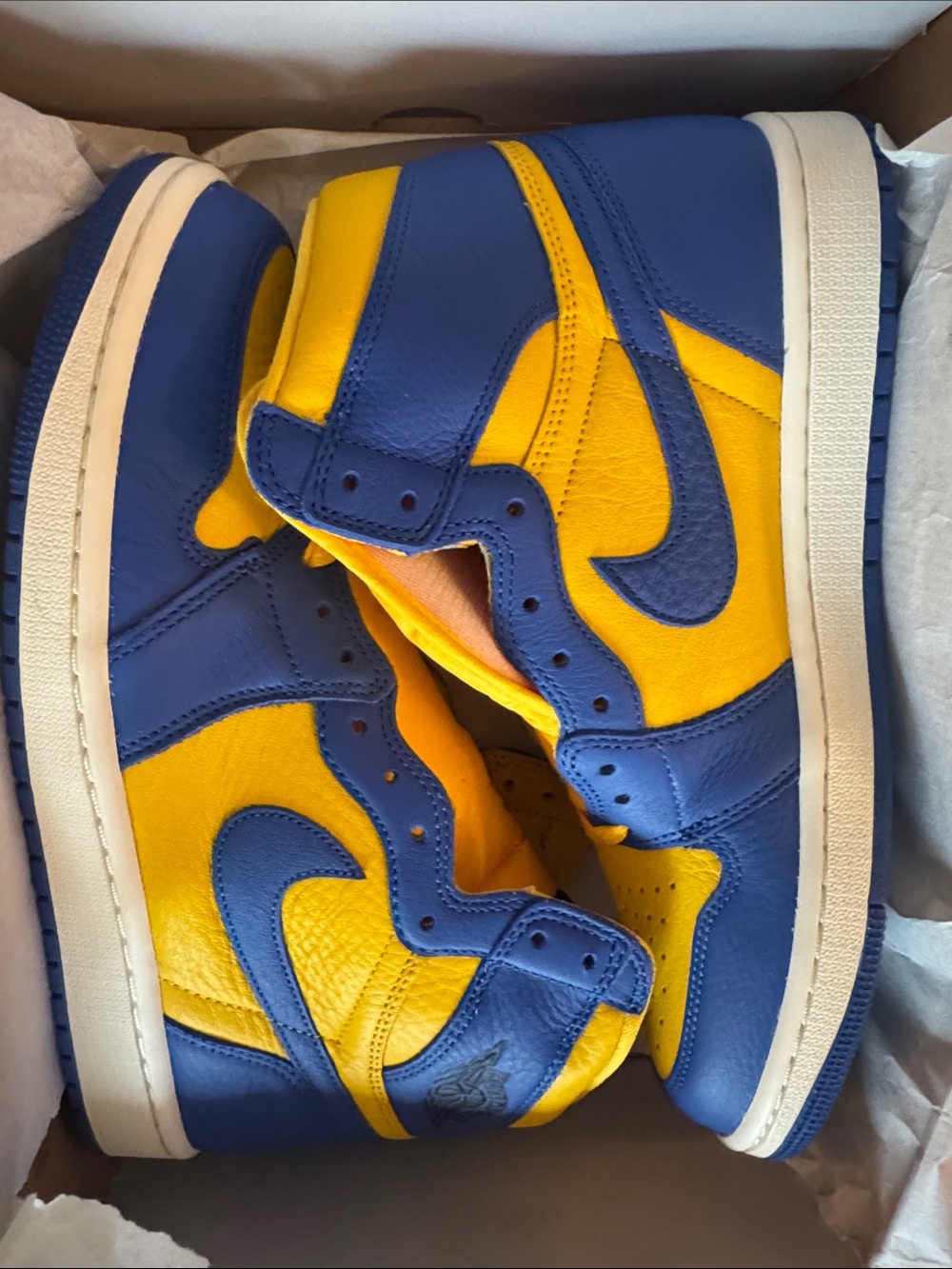 Women’s Nike High-Top Sneakers in Blue and Yellow